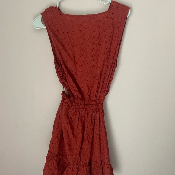 ZARA Women's Openwork Embroidered Dress Small Cut Out Terracotta Eyelet - Picture 6 of 8